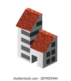 Isometric 3D dimensional skyscraper building of the modern architecture of urban construction.
