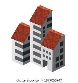 Isometric 3D dimensional skyscraper building of the modern architecture of urban construction.