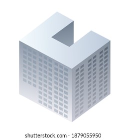 Isometric 3D dimensional skyscraper building of the modern architecture of urban construction.