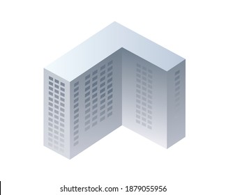 Isometric 3D dimensional skyscraper building of the modern architecture of urban construction.