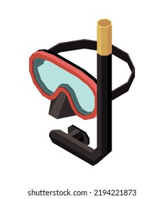Isometric 3d diving mask icon on white background vector illustration