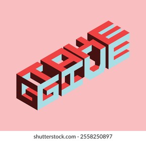 Isometric 3d effect lettering. Isometric antonyms lettering. 3d font, three-dimensional letters with shadows, vector illustration. (take-give)