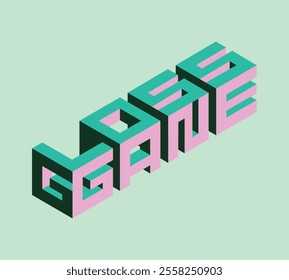 Isometric 3d effect lettering. Isometric antonyms lettering. 3d font, three-dimensional letters with shadows, vector illustration. (loss-gane)