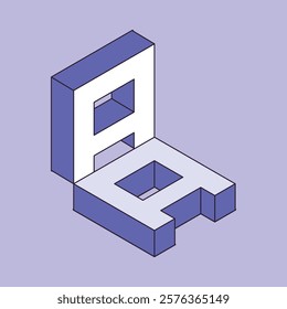 Isometric 3d effect letters alphabet. Isometric font at different angles. Isometric 3d font, three-dimensional alphabet letters with shadows, vector illustration.