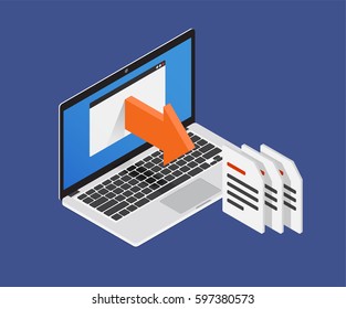 Isometric 3d Export files. Vector Illustration.