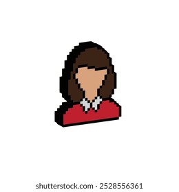 Isometric 3d female avatar pixel art icon vector women 8 bit game