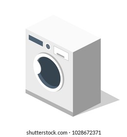 Isometric 3D flat illustration concept collection of home appliances. Washing machine for laundry