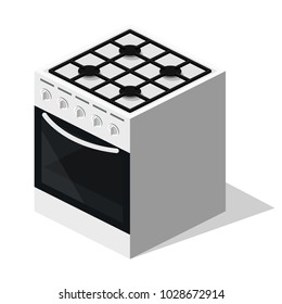 Isometric 3D flat illustration concept collection of home appliances. Gas and electric stove for kitchen