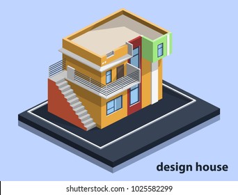 Isometric 3D flat illustration vector design houses city