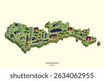 Isometric 3d flat map design of Shenzen city, china, for infographic, study, travel map, etc.
EPS 10 vector isometric map design
