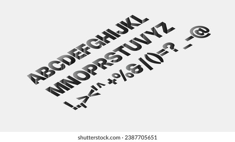 isometric 3d font design, three-dimensional alphabet letters vector illustration