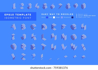 Isometric 3d Font. Modern Paper Style Design Element. Colorful Alphabet Template, Vector Illustration.