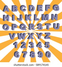 Isometric 3d font, three-dimensional alphabet letters. Vector illustration.	