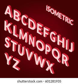 Isometric 3d font, Three-dimensional alphabet. Vector illustration.