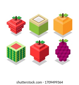 Isometric 3d Fruit Flat Set