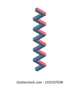 Isometric 3D geometric zigzag stripe. Optical illusion. Stock Vector illustration isolated on white background.