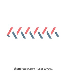 Isometric 3D geometric zigzag stripe. Optical illusion. Stock Vector illustration isolated on white background.