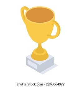 Isometric 3D Gold Trophy Cup Vectorart