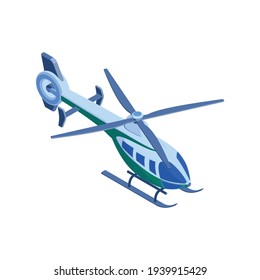 Isometric 3d helicopter on white background vector illustration