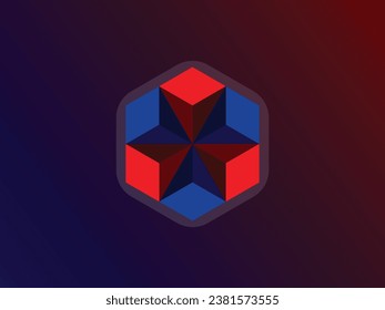 isometric 3D hexagon symbol logo vector design of blockchain or diamond perspective of a cube svg