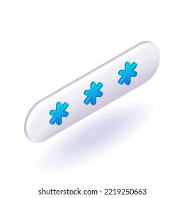 Isometric 3D icon asterisks are a hidden password symbol. Field for entering a password. Cartoon minimal style. Vector for website.