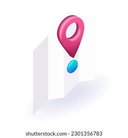 Isometric 3D icon Geolocation map mark, point location. Vector for website.