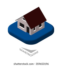 Isometric 3D icon. Pictograms House. Vector illustration eps 10