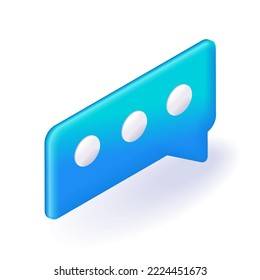 Isometric 3D icon Speech Bubble for text. Mensaje de chat, chat en medios sociales, Vector para sitio web.