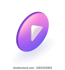 Isometric 3D Isometric Isometric Video player, página web, botón de reproducción. Video, streaming, concepto multimedia. Dibujo de estilo mínimo. Vector para sitio web.