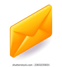 Isometrisches 3D-Symbol gelber Umschlag der E-Mail. Cartoon minimaler Stil. Vektorgrafik für Website