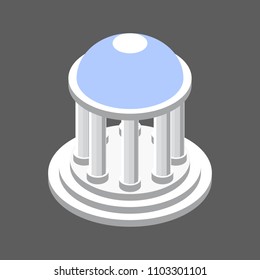 Isometric 3D illustration Ancient temple. Parthenon in vector format.