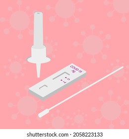 Isometric 3d illustration image of antigen rapid covid-19 Test.