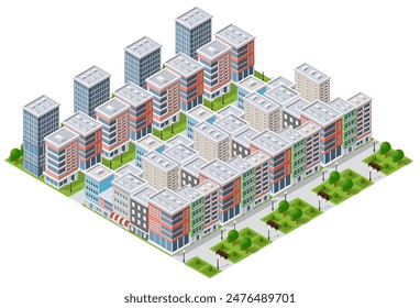 Ilustración isométrica 3d parque árboles bosque naturaleza Elementos fondo blanco para el diseño de paisajes. Vector aislado. Para obtener un mapa de la ciudad, juegos y su ciudad