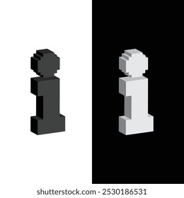 Icono de información isométrica 3d de 8 bits, pixel art Icono de ayuda para el logotipo del juego.