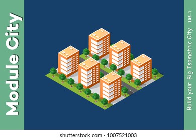 Isometric 3D landscape top view building of modern city architecture of area urban construction. Drawing map engineering design