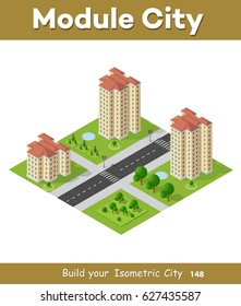 Isometric 3D landscape top view building of modern city architecture of area urban construction. Drawing map engineering design