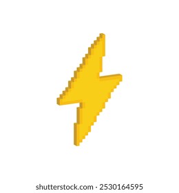 Isometric 3d lightning pixel art icon vector element for 8 bit gamepixel bolt sign