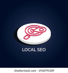 Isometrisches 3D Local Seo Vektorsymbol.