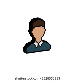 Isometric 3d male avatar pixel art icon vector 8 bit game