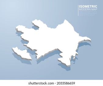 Isometric 3d map of Azerbaijan. Stylized vector illustration on blue background.