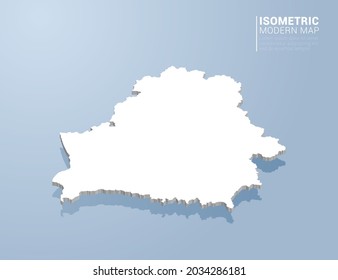 Mapa isométrico 3d de Bielorrusia. Ilustración vectorial estilizada sobre fondo azul.