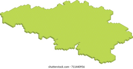 isometric 3D map of Belgium isolated vector country blocks