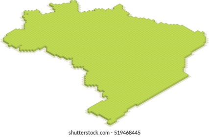 isometric 3D map of Brazil isolated vector country blocks