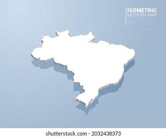 Isometric 3d map of Brazil. Stylized vector illustration on blue background.