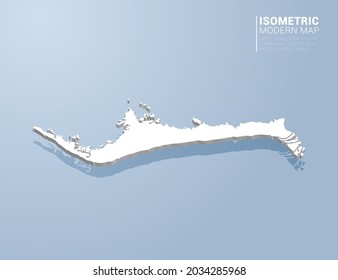 Mapa isométrico 3d de Grand Bahama. Ilustración vectorial estilizada sobre fondo azul.