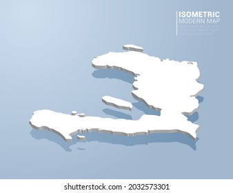 Isometrische 3D-Karte von Haiti. Stilvolle Vektorgrafik auf blauem Hintergrund.