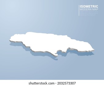 Isometric 3d map of Jamaica. Stylized vector illustration on blue background.