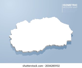 Isometric 3d map of Macedonia. Stylized vector illustration on blue background.
