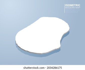 Isometric 3d map of Nauru. Stylized vector illustration on blue background.