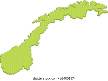 isometric 3D map of Norway isolated vector country blocks